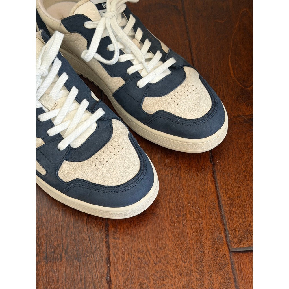 Axel Arigato Dice Lo Sneakers Mens 11 Cream Navy Blue Leather Low Top Trainers - Picture 9 of 14